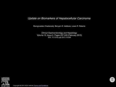 Update on Biomarkers of Hepatocellular Carcinoma