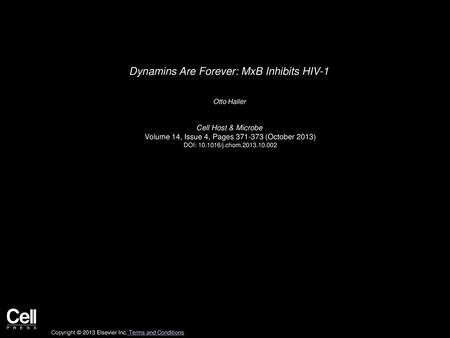 Dynamins Are Forever: MxB Inhibits HIV-1