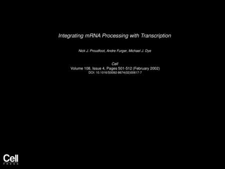 Integrating mRNA Processing with Transcription