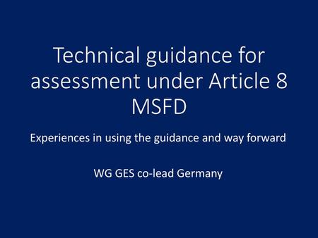 Technical guidance for assessment under Article 8 MSFD