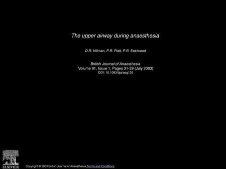 The upper airway during anaesthesia