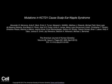 Mutations in KCTD1 Cause Scalp-Ear-Nipple Syndrome