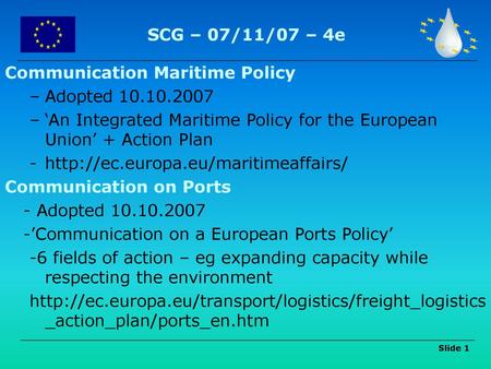 Communication Maritime Policy Adopted