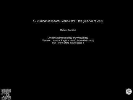 GI clinical research 2002–2003: the year in review