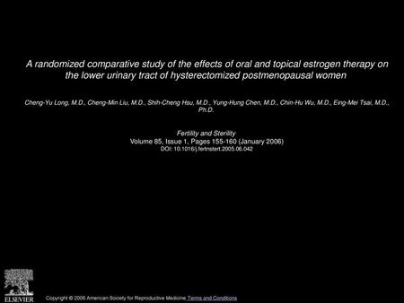 A randomized comparative study of the effects of oral and topical estrogen therapy on the lower urinary tract of hysterectomized postmenopausal women 