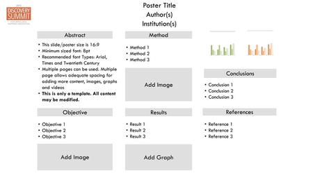 Poster Title Author(s) Institution(s) Abstract Method Add Image
