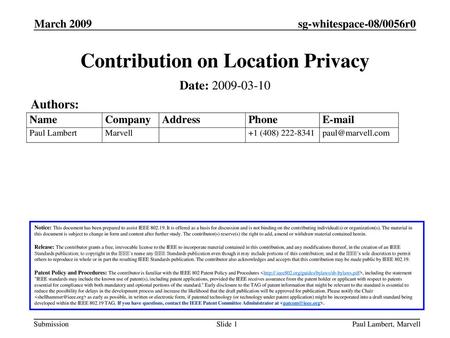 Contribution on Location Privacy