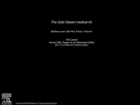 The Gobi Desert medical kit