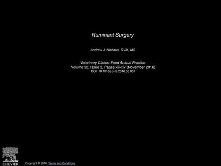 Ruminant Surgery Veterinary Clinics: Food Animal Practice