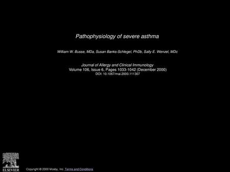 Pathophysiology of severe asthma