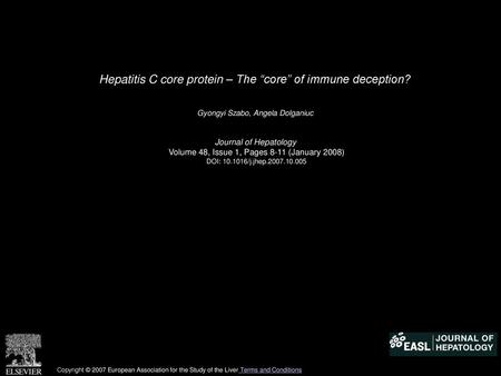 Hepatitis C core protein – The “core” of immune deception?