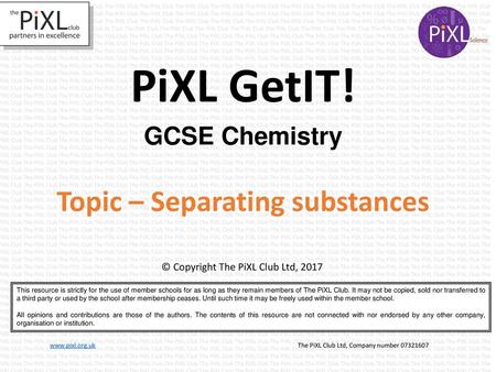 Topic – Separating substances