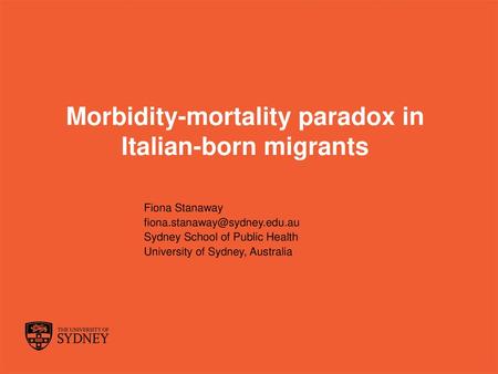Morbidity-mortality paradox in Italian-born migrants
