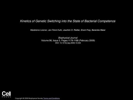 Kinetics of Genetic Switching into the State of Bacterial Competence