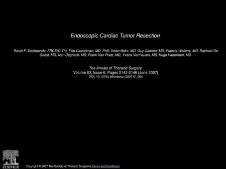 Endoscopic Cardiac Tumor Resection