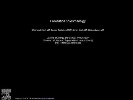 Prevention of food allergy