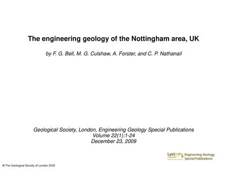 The engineering geology of the Nottingham area, UK