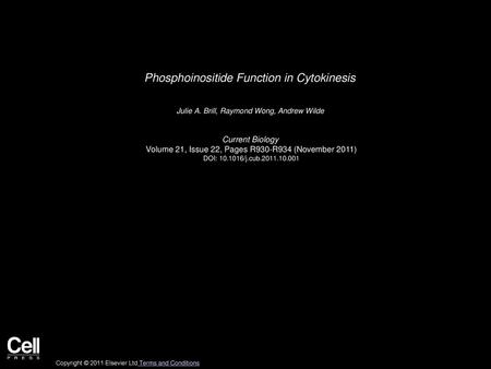 Phosphoinositide Function in Cytokinesis