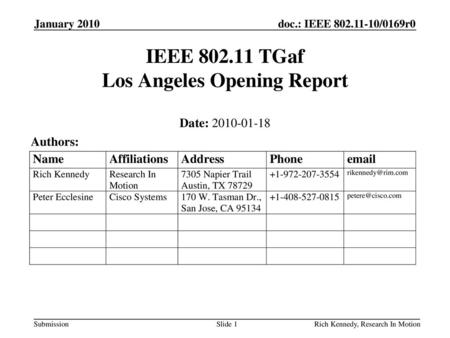 IEEE TGaf Los Angeles Opening Report