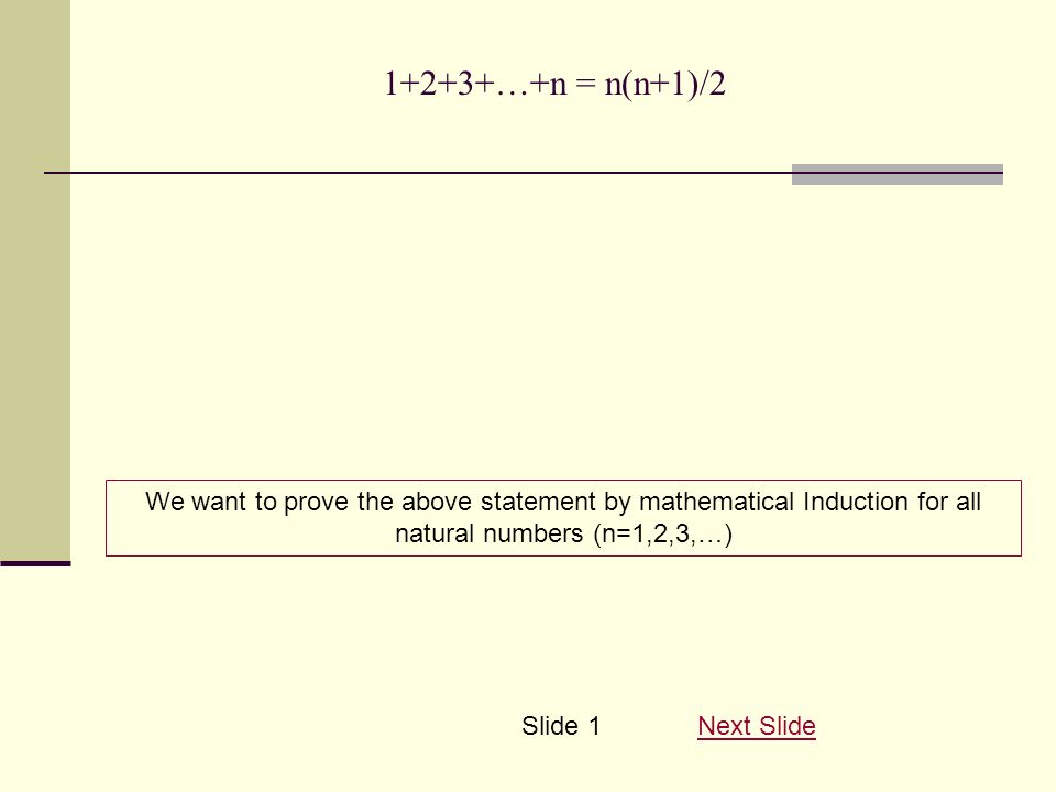 1 2 3 N N N 1 2 We Want To Prove The Above Statement By Mathematical Induction For All Natural Numbers N 1 2 3 Next Slideslide Ppt Download