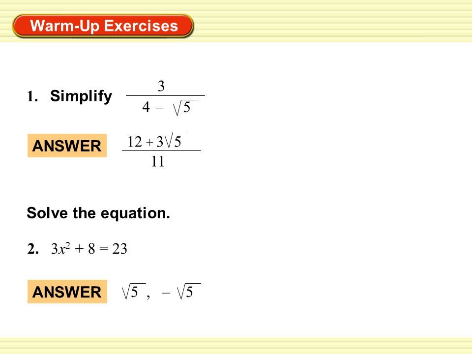 1 Simplify 3 4 Answer 11 Solve The Equation 2 3x2 8 23 Answer Ppt Video Online Download