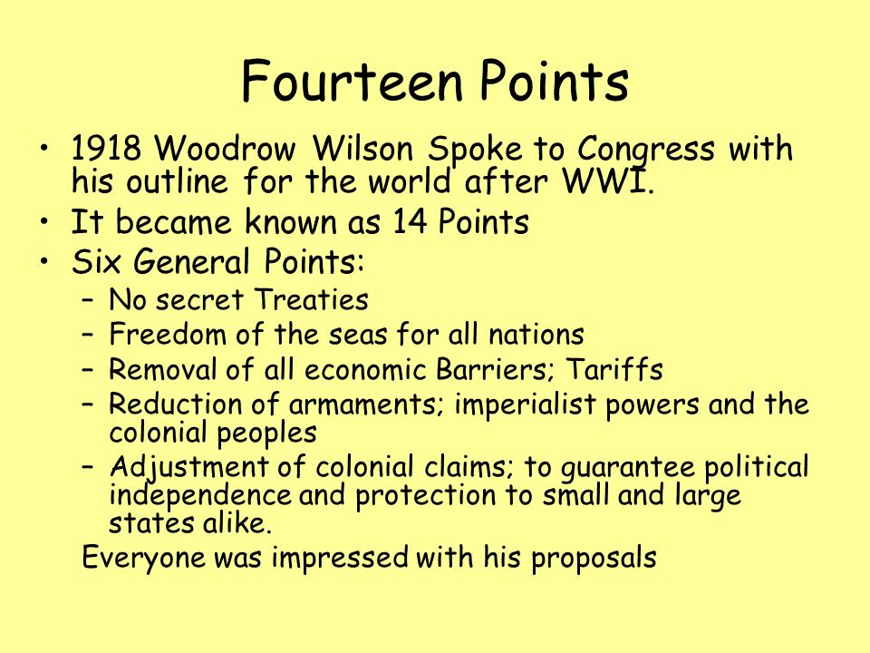 purpose of woodrow wilson's 14 points