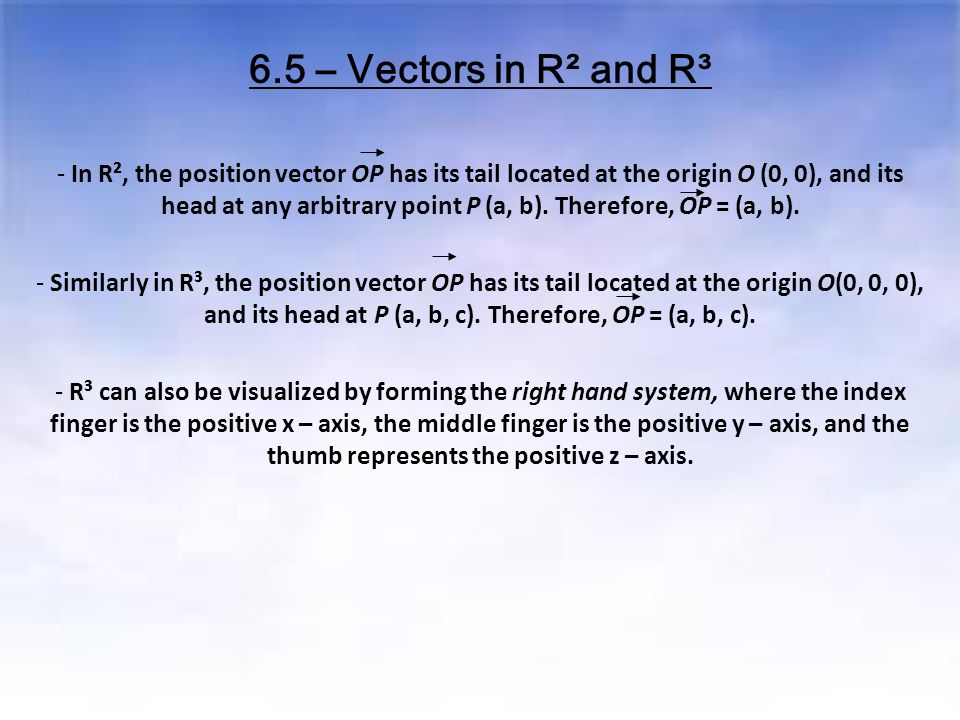 6 5 Vectors In R And R In R The Position Vector Op Has Its Tail Located At The Origin O 0 0 And Its Head At Any Arbitrary Point P