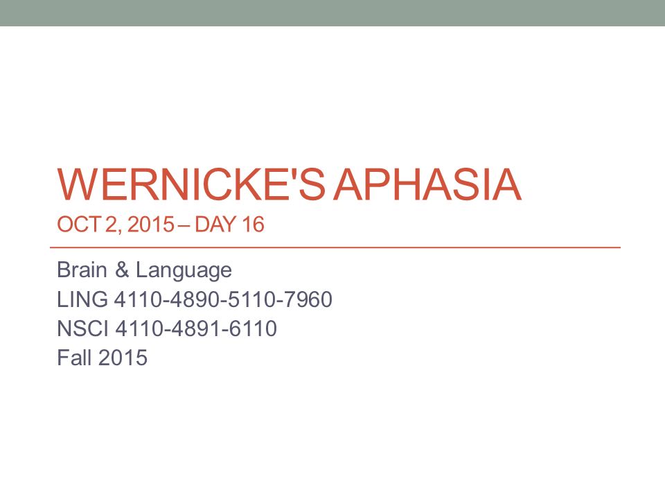 Wernicke's & Broca's aphasia Brain & Language LING 411/412/489