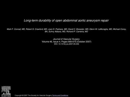 Long-term durability of open abdominal aortic aneurysm repair