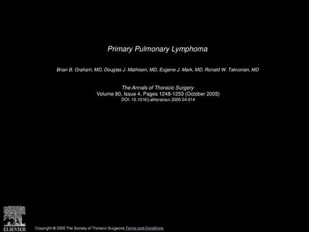 Primary Pulmonary Lymphoma