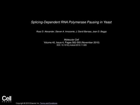 Splicing-Dependent RNA Polymerase Pausing in Yeast