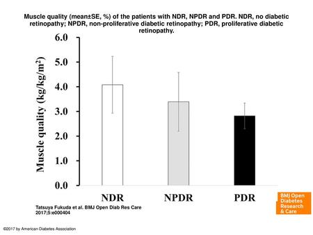 Muscle quality (mean±SE, %) of the patients with NDR, NPDR and PDR