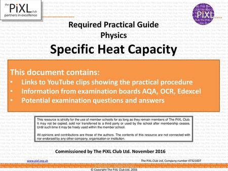 Required Practical Guide Specific Heat Capacity