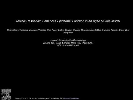 Topical Hesperidin Enhances Epidermal Function in an Aged Murine Model