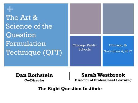 Director of Professional Learning The Right Question Institute