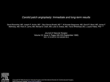 Carotid patch angioplasty: Immediate and long-term results