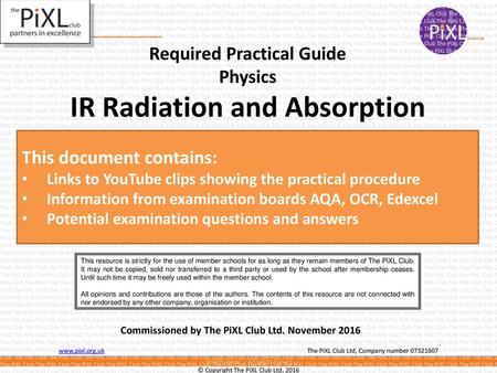 Required Practical Guide IR Radiation and Absorption