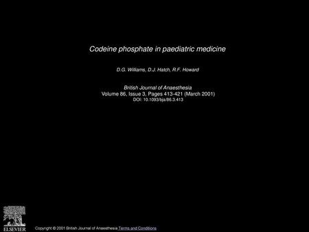 Codeine phosphate in paediatric medicine