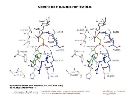 Allosteric site of B. subtilis PRPP synthase.