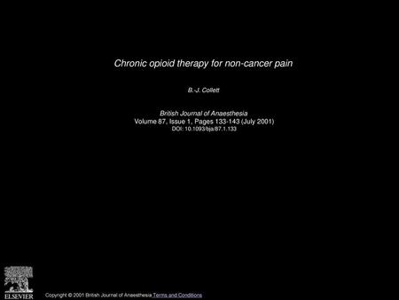 Chronic opioid therapy for non-cancer pain