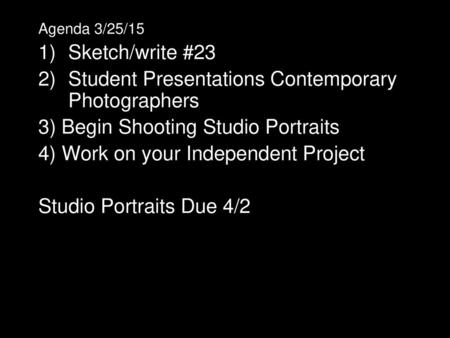 Student Presentations Contemporary Photographers