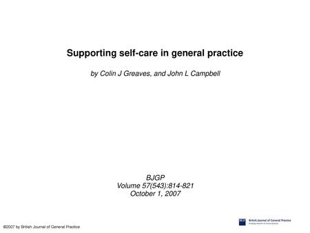 Supporting self-care in general practice