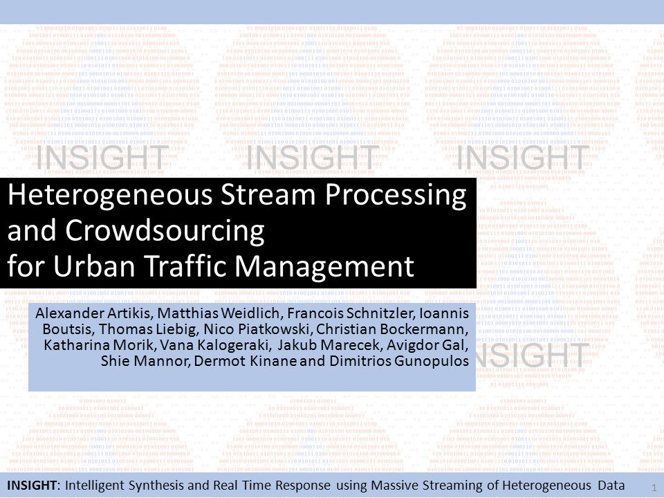 INSIGHT: Intelligent Synthesis and Real Time Response using Massive  Streaming of Heterogeneous Data Heterogeneous Stream Processing and  Crowdsourcing for. - ppt download