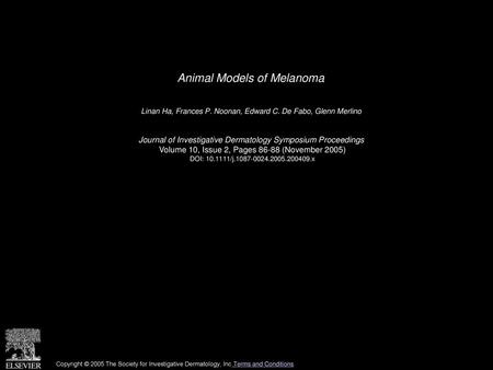 Animal Models of Melanoma