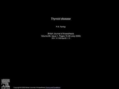 Thyroid disease British Journal of Anaesthesia