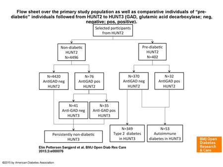 Flow sheet over the primary study population as well as comparative individuals of “pre-diabetic” individuals followed from HUNT2 to HUNT3 (GAD, glutamic.