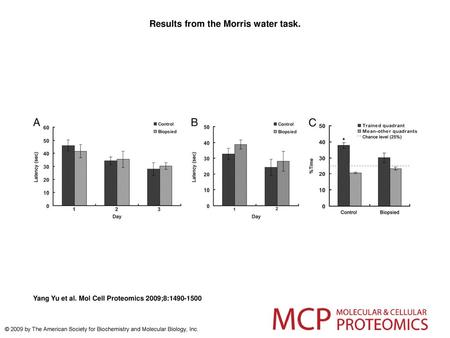 Results from the Morris water task.