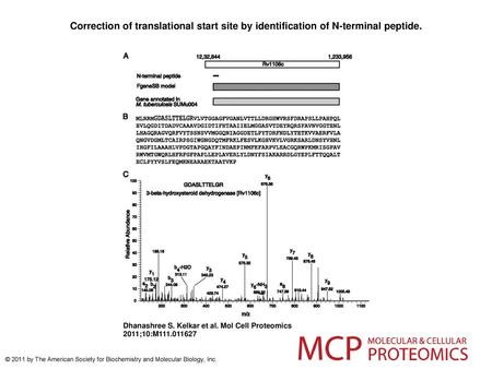 Correction of translational start site by identification of N-terminal peptide. Correction of translational start site by identification of N-terminal.