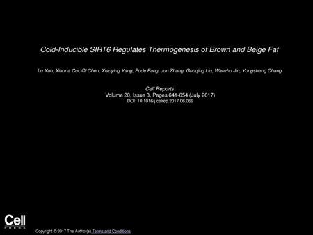 Cold-Inducible SIRT6 Regulates Thermogenesis of Brown and Beige Fat