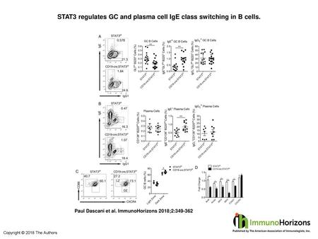 STAT3 regulates GC and plasma cell IgE class switching in B cells.